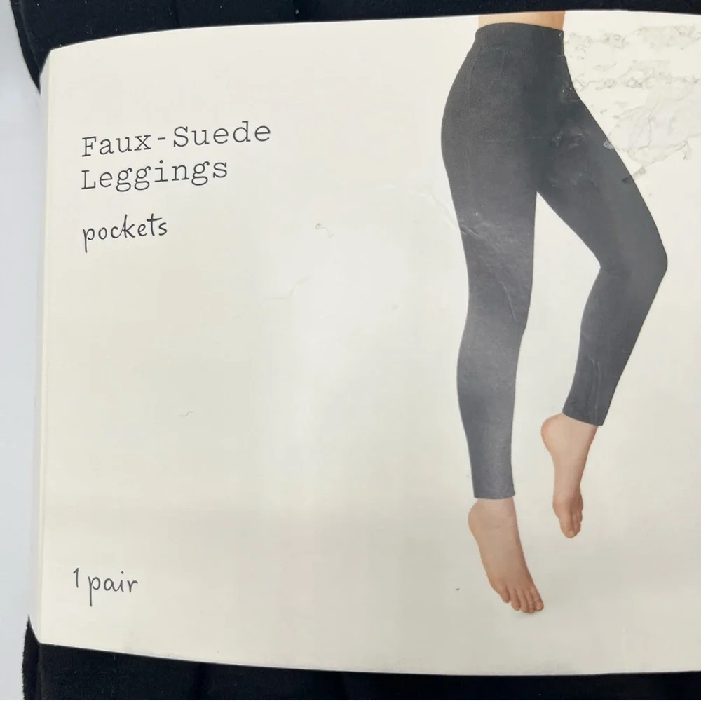 A New Day Leggings Black Faux-Suede Size Large